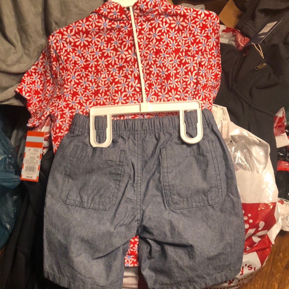 Jean shirt with red white and blue top